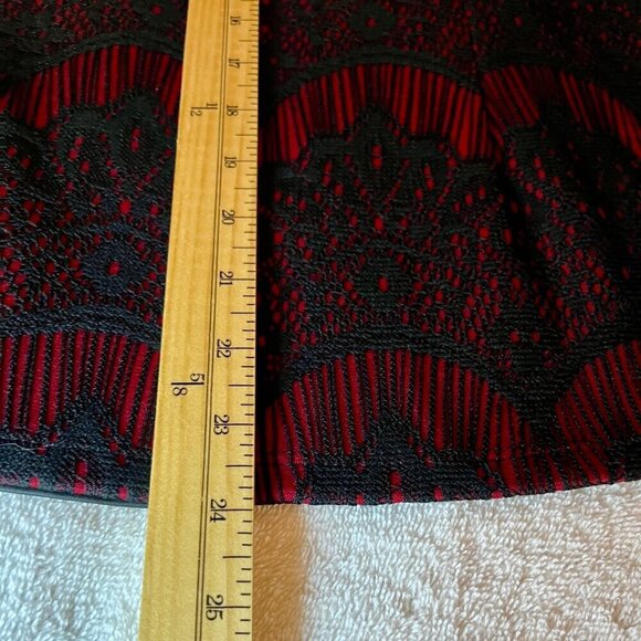 VENUS Top Zip up Red Black Lace Overlay Vegan Leather Size L Romantic Goth girl - Picture 12 of 14